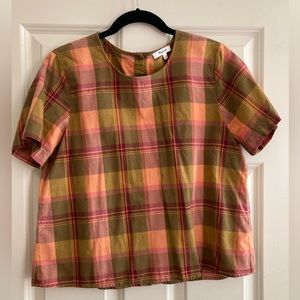 Madewell plaid cotton swing top